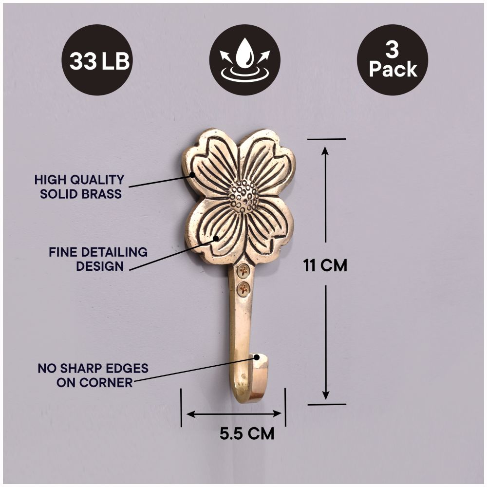 Brass Floral Single Wall Hook